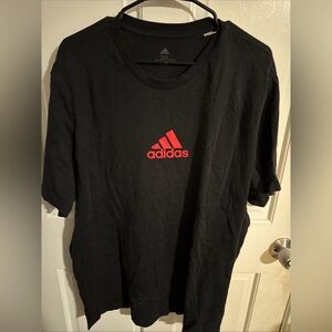 adidas Black Short-Sleeve Tee with Red Logo